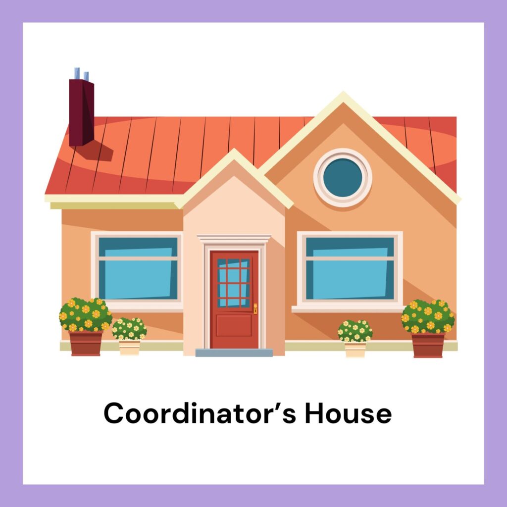 Icon showing a house with the text "Coordinators house"