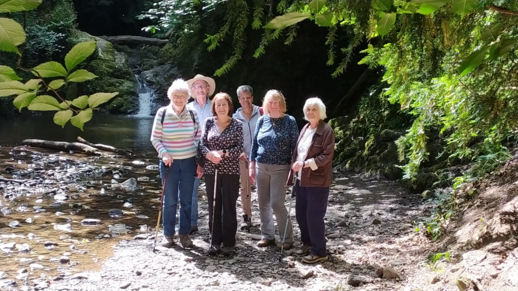 The short walking group by the waterfall in Pontesbury